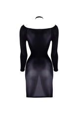 Lustrous Silky Shiny Sheer Off-shoulder Halter Dress