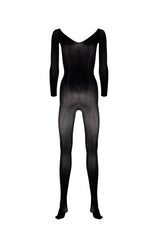 Lustrous Silky Sheer Off-the-shoulder Bodystocking