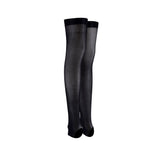 LECHERY® LUSTROUS SILKY SHINY STIRRUP THIGH HIGHS • BLACK