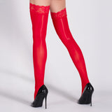 LECHERY® LUSTROUS SILKY SHINY THIGH HIGHS • RED