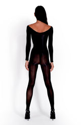 Lustrous Silky Sheer Off-the-shoulder Bodystocking
