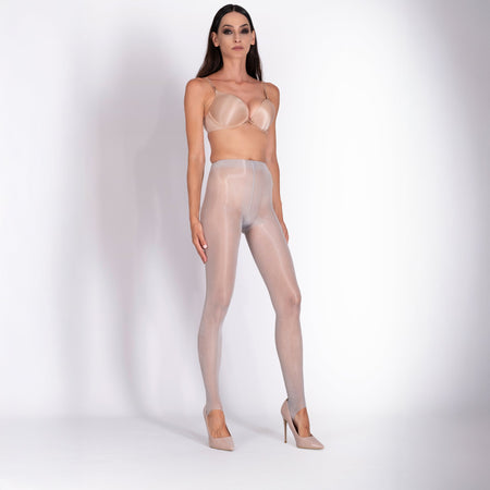 LECHERY® LUSTROUS SILKY SHINY 40 DENIER STIRRUP TIGHTS • GREY