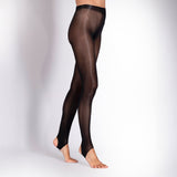 LECHERY® LUSTROUS SILKY SHINY 40 DENIER STIRRUP TIGHTS • BLACK