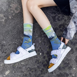 Anyfootwear 5 Pairs Size 5-9 Unisex Long Socks Cartoon Fish Tail Nature Design Warm Winter Socks Comfortable Casual Foot Accessories