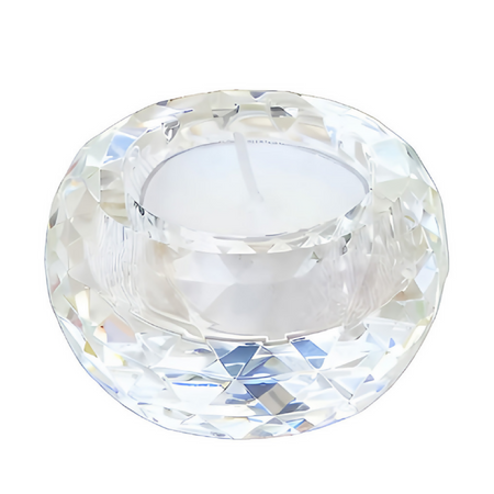 ANYHOUZ Clear K9 Crystal Glass Candle Holder – Geometric Tealight Tabletop Decor for Modern Living Room Display