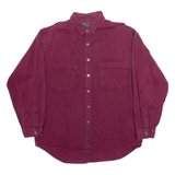 BASIC Mens Plain Shirt Red Long Sleeve L