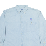 ALL SPORT Mens Denim Shirt Blue Long Sleeve XL