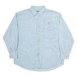 ALL SPORT Mens Denim Shirt Blue Long Sleeve XL