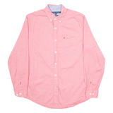 TOMMY HILFIGER Mens Plain Shirt Red Long Sleeve S