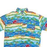 IMPERIAL Mens Hawaiian Shirt Blue Floral L