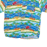 IMPERIAL Mens Hawaiian Shirt Blue Floral L