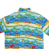IMPERIAL Mens Hawaiian Shirt Blue Floral L