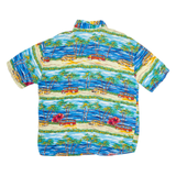 IMPERIAL Mens Hawaiian Shirt Blue Floral L