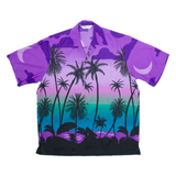 ALVISH Mens Hawaiian Shirt Purple Floral L