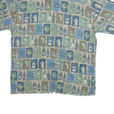 CAMPIA Mens Shirt Grey Crazy Pattern XL