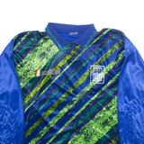 MAIKAL Mens Polo Shirt Blue Striped Long Sleeve L