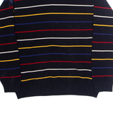 GREEN COAST Mens Polo Shirt Black Striped Long Sleeve M