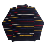 GREEN COAST Mens Polo Shirt Black Striped Long Sleeve M