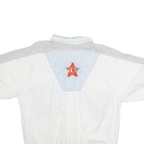 Mens Polo Shirt White Crazy Pattern L