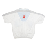 Mens Polo Shirt White Crazy Pattern L