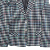 BIEMME Womens Blazer Jacket White Wool Houndstooth M