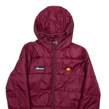 ELLESSE Womens Puffer Coat Maroon Hooded S