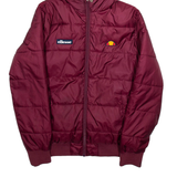 ELLESSE Womens Puffer Coat Maroon Hooded S