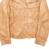 GIPPY Womens Aviator Coat Brown Leather S