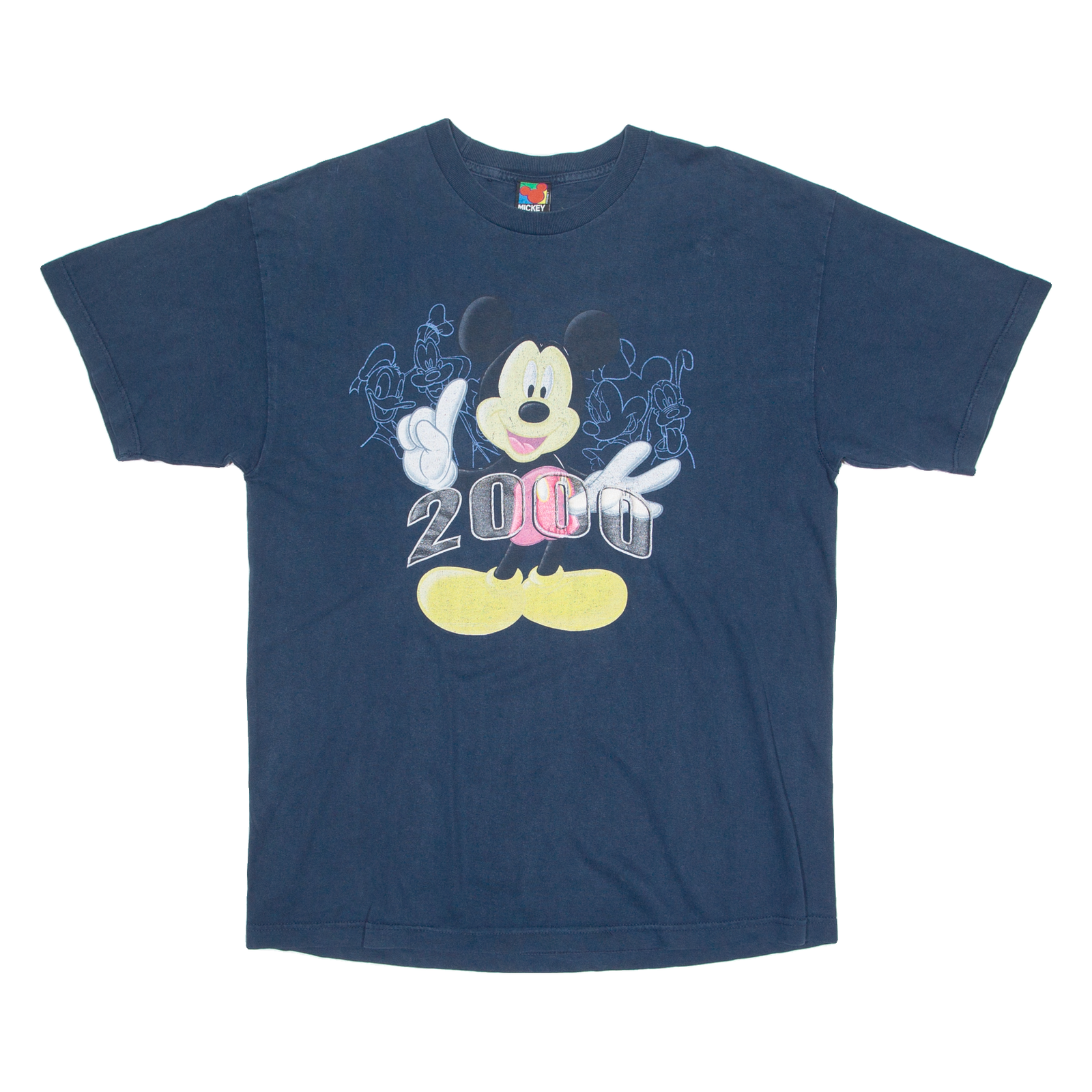 DISNEY MICKEY 2000 Mens T-Shirt Blue Crew Neck 2XL