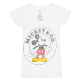 DISNEY Mickey Mouse Womens T-Shirt White V-Neck S