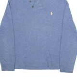 POLO RALPH LAUREN Mens Sweatshirt Blue Button Neck M