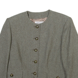 CAROLINE ROHMER Womens Blazer Jacket Green Wool Herringbone S