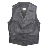 ANGELO LITRICO Mens Waistcoat Black Faux Leather S