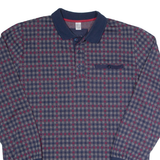 BABISTA Mens Polo Shirt Maroon Check Long Sleeve M