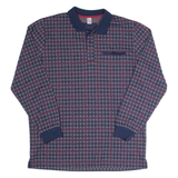 BABISTA Mens Polo Shirt Maroon Check Long Sleeve M