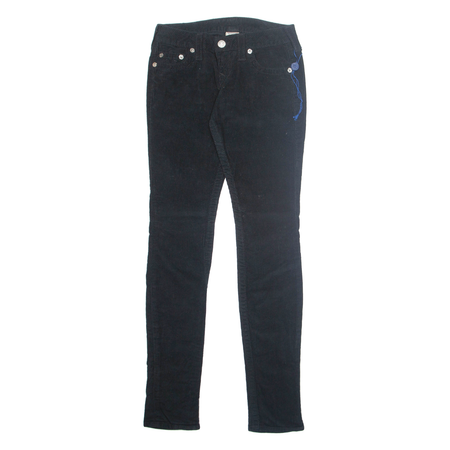 TRUE RELIGION Womens Corduroy Trousers Black Regular Skinny W25 L33