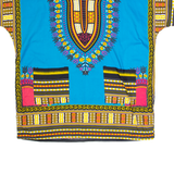 Tribal Pattern Womens Shift Dress Blue Short Sleeve Knee Length M