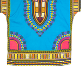 Tribal Pattern Womens Shift Dress Blue Short Sleeve Knee Length M