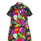PALMIERI & SCHIVO Womens A-Line Dress Black 90s Floral Long M
