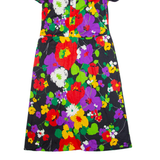 PALMIERI & SCHIVO Womens A-Line Dress Black 90s Floral Long M