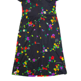 PALMIERI & SCHIVO Womens A-Line Dress Black 90s Floral Long M