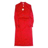 Womens Day Dress Red 90s Spotted Long Sleeve Long S