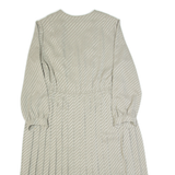 HAUT MONDE Womens Day Dress Grey 90s Striped Long Sleeve Midi L