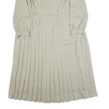 HAUT MONDE Womens Day Dress Grey 90s Striped Long Sleeve Midi L