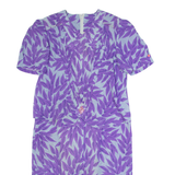 Womens Pencil Dress Purple 90s Floral Short Sleeve Midi L