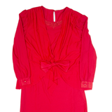 Womens Pencil Dress Red 90s Long Sleeve Midi L