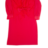 Womens Pencil Dress Red 90s Long Sleeve Midi L
