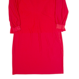 Womens Pencil Dress Red 90s Long Sleeve Midi L