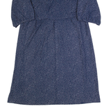 JENNY Womens Day Dress Blue 90s Spotted Midi L