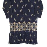 KIRSTY MICHAELS Womens Day Dress Black 90s Paisley Knee Length L